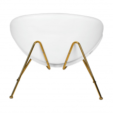 Кресло дизайнерское  EMILY, белый винил YP17, золотое основание