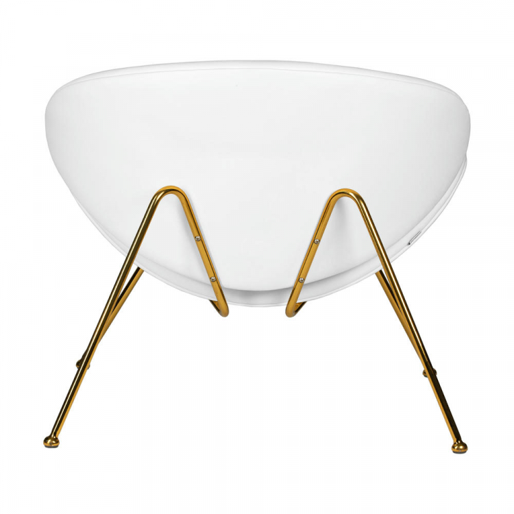 Кресло дизайнерское  EMILY, белый винил YP17, золотое основание