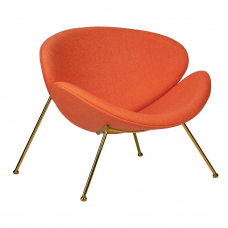 Кресло дизайнерское  EMILY, оранжевая ткань AF, золотое основание
