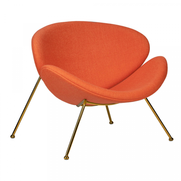 Кресло дизайнерское  EMILY, оранжевая ткань AF, золотое основание