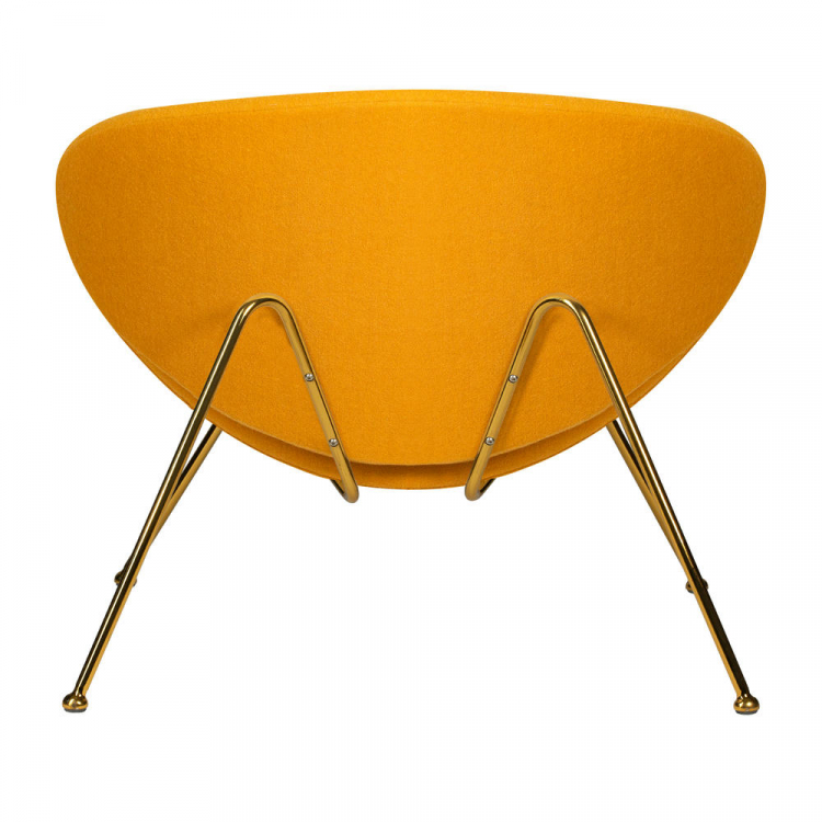 Кресло дизайнерское  EMILY, желтая ткань AF13, золотое основание