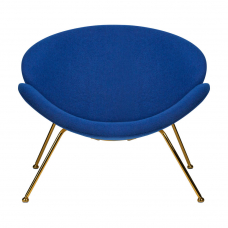 Кресло дизайнерское  EMILY, синяя ткань AF6, золотое основание