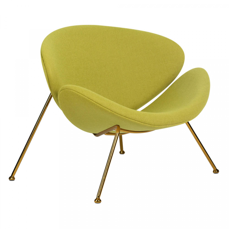 Кресло дизайнерское  EMILY, светло-зеленая ткань AF3, золотое основание