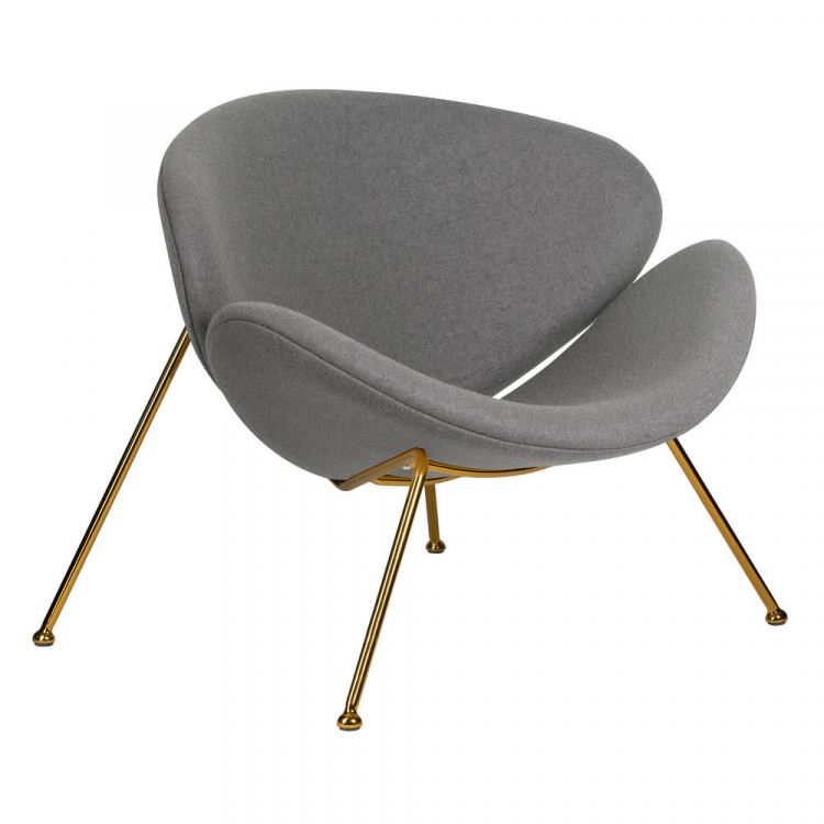 Кресло дизайнерское  EMILY, серая ткань AF7, золотое основание