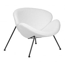 Кресло дизайнерское  EMILY, белый (букле) ткань, черное основание