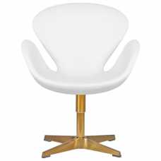 Кресло дизайнерское  SWAN, белый кожзам P23, золотое основание