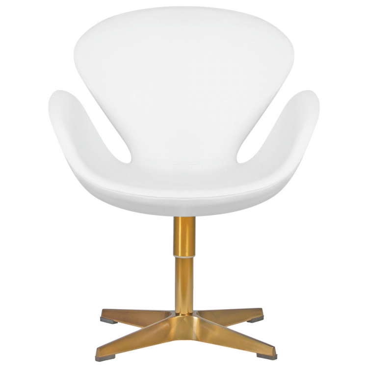 Кресло дизайнерское  SWAN, белый кожзам P23, золотое основание