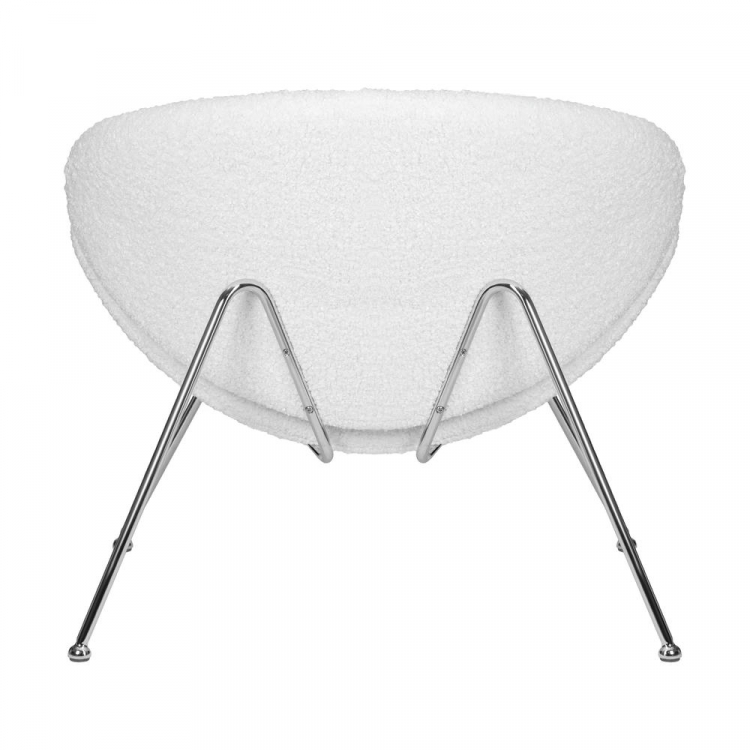 Кресло дизайнерское  EMILY, белый (букле) ткань , хромированная сталь