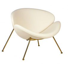 Кресло дизайнерское  EMILY, белый винил YP17, золотое основание