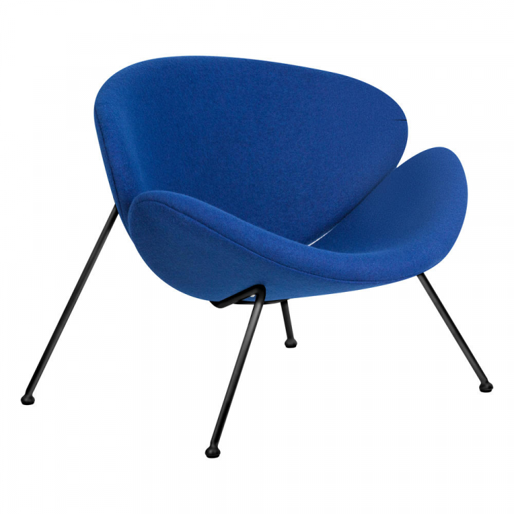 Кресло дизайнерское  EMILY, синяя ткань AF6, черное основание