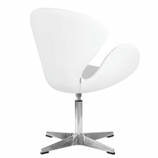 Кресло дизайнерское  SWAN, белый кожзам P23, алюминиевое основание