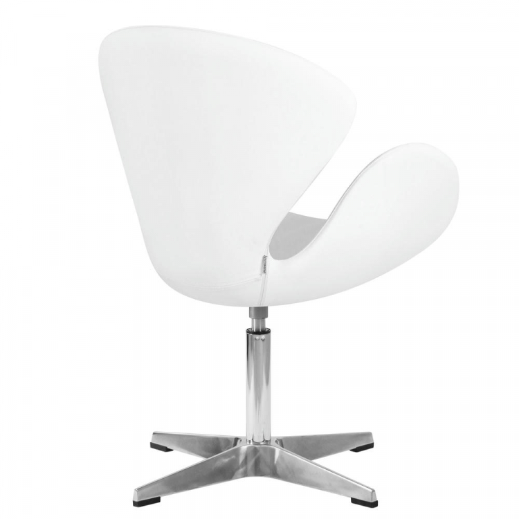 Кресло дизайнерское  SWAN, белый кожзам P23, алюминиевое основание