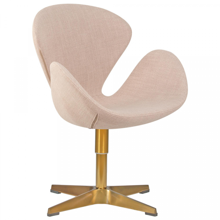Кресло дизайнерское  SWAN, бежевая ткань IF1, золотое основание