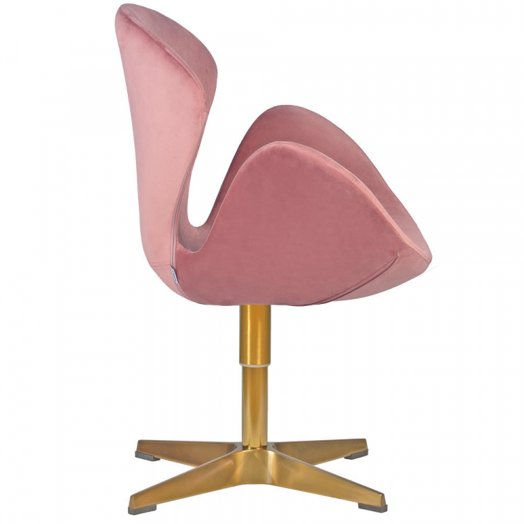 Кресло дизайнерское  SWAN, розовый велюр BLUVEL52, золотое основание