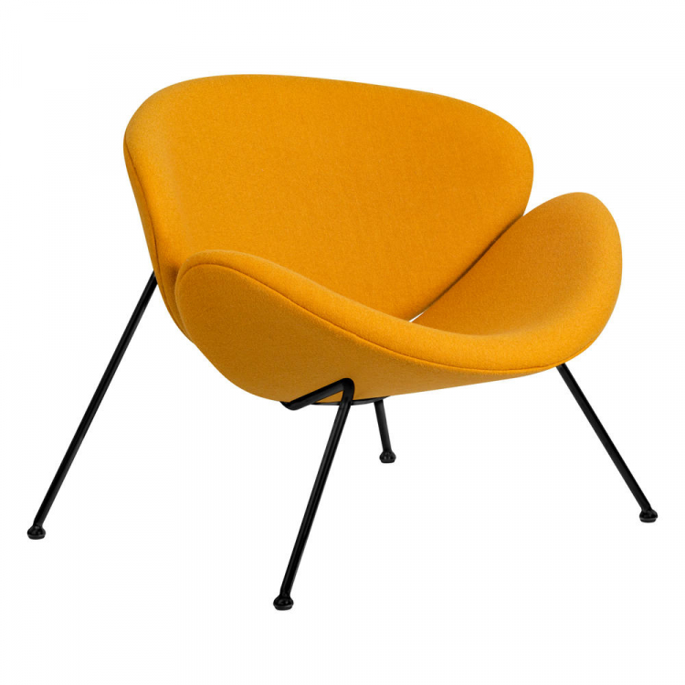 Кресло дизайнерское  EMILY, желтая ткань AF13, черное основание