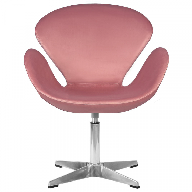 Кресло дизайнерское  SWAN, розовый велюр BLUVEL52, алюминиевое основание