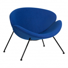 Кресло дизайнерское  EMILY, синяя ткань AF6, черное основание