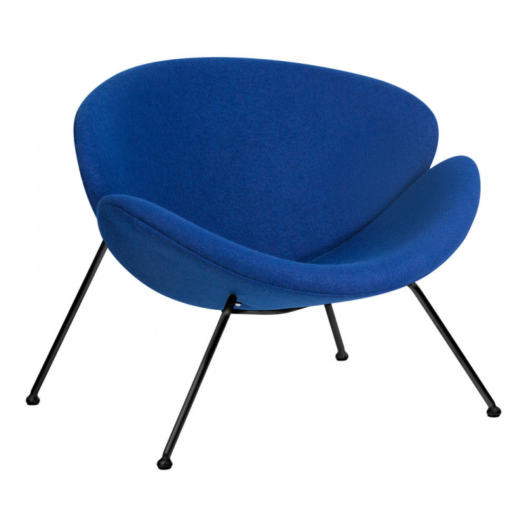 Кресло дизайнерское  EMILY, синяя ткань AF6, черное основание
