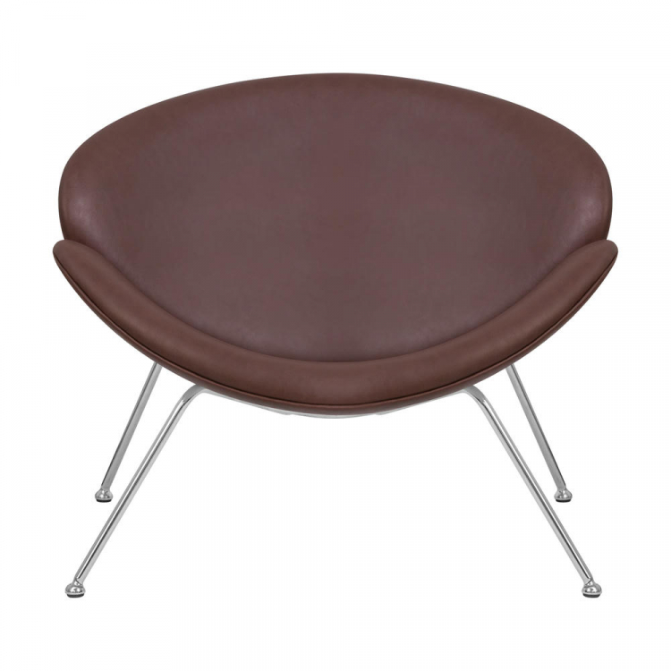 Кресло дизайнерское  EMILY, коричневый винил YP5, хромированная сталь