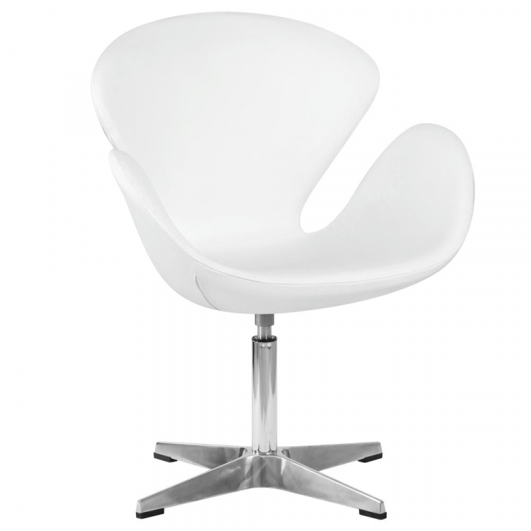 Кресло дизайнерское  SWAN, белый кожзам P23, алюминиевое основание