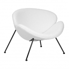 Кресло дизайнерское  EMILY, белый (букле) ткань, черное основание