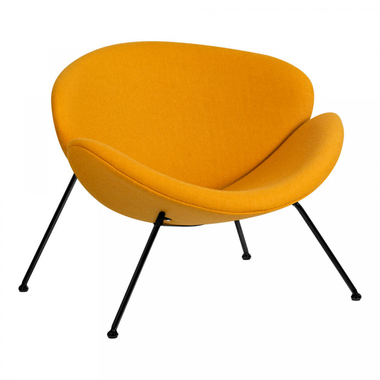 Кресло дизайнерское  EMILY, желтая ткань AF13, черное основание