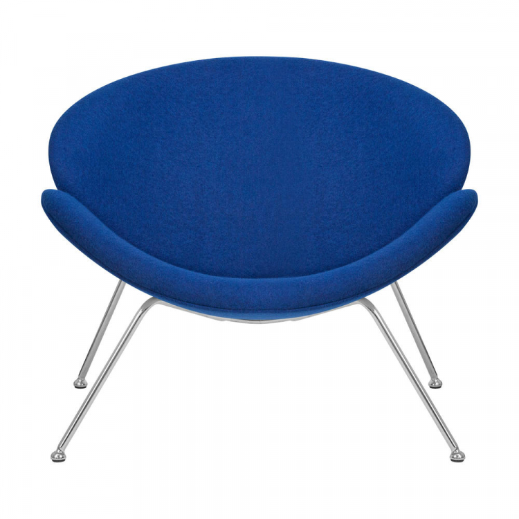 Кресло дизайнерское  EMILY, синяя ткань AF6, хромированная сталь