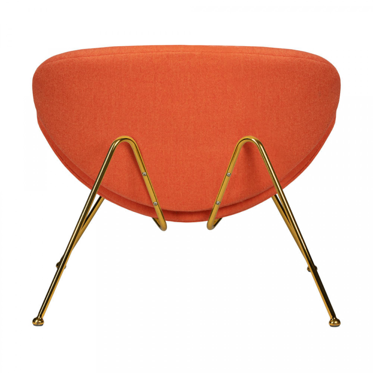 Кресло дизайнерское  EMILY, оранжевая ткань AF, золотое основание