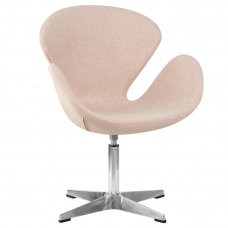 Кресло дизайнерское  SWAN, бежевая ткань IF1, алюминиевое основание