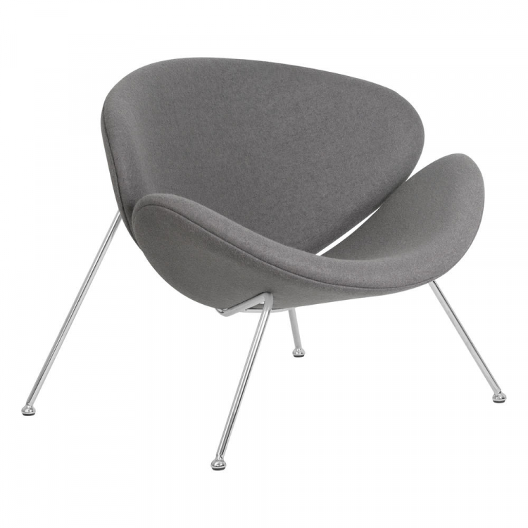 Кресло дизайнерское  EMILY, серая ткань AF7, хромированная сталь