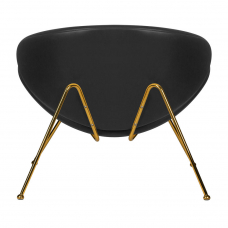Кресло дизайнерское  EMILY, черный винил YP16, золотое основания