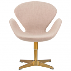 Кресло дизайнерское  SWAN, бежевая ткань IF1, золотое основание
