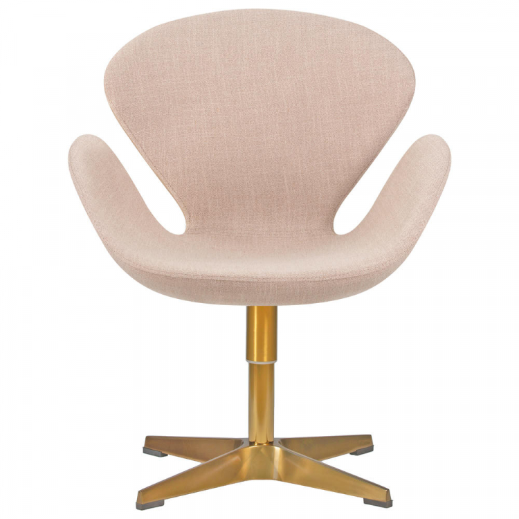 Кресло дизайнерское  SWAN, бежевая ткань IF1, золотое основание