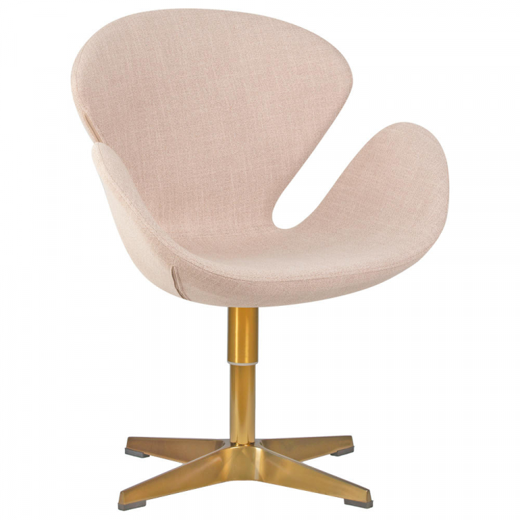 Кресло дизайнерское  SWAN, бежевая ткань IF1, золотое основание