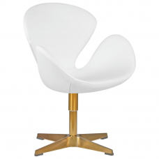 Кресло дизайнерское  SWAN, белый кожзам P23, золотое основание