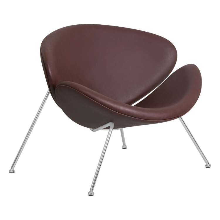 Кресло дизайнерское  EMILY, коричневый винил YP5, хромированная сталь
