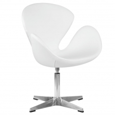 Кресло дизайнерское  SWAN, белый кожзам P23, алюминиевое основание