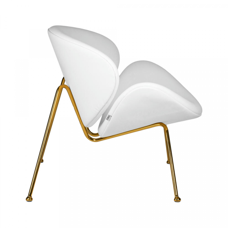 Кресло дизайнерское  EMILY, белый винил YP17, золотое основание