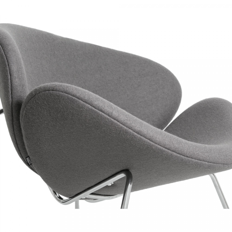 Кресло дизайнерское  EMILY, серая ткань AF7, хромированная сталь