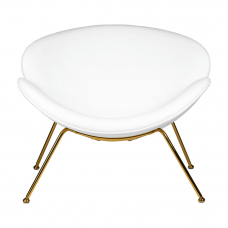 Кресло дизайнерское  EMILY, белый винил YP17, золотое основание