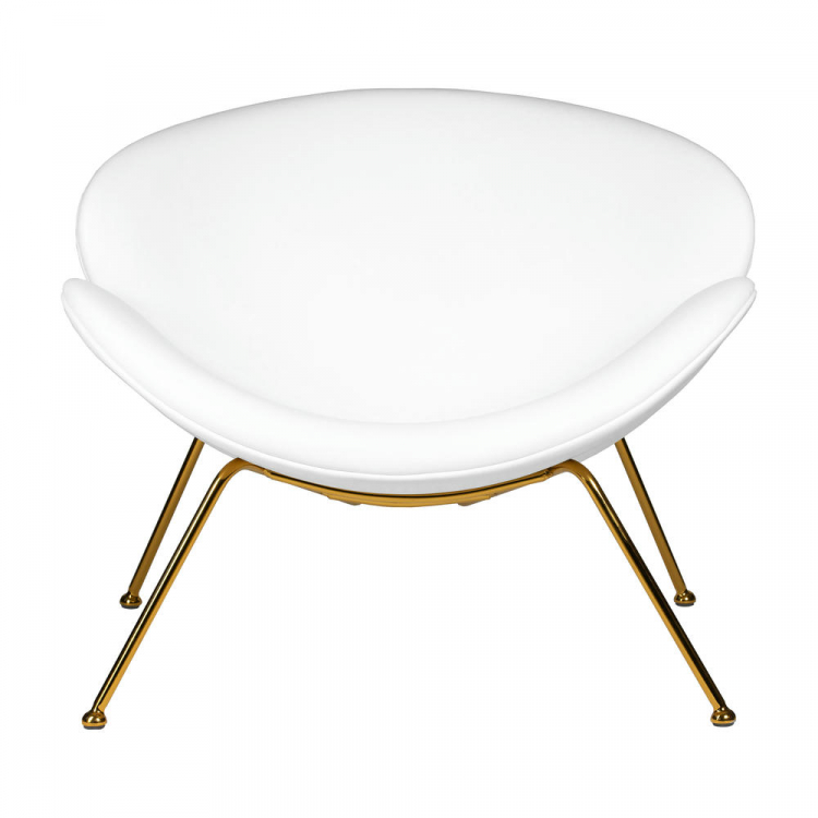 Кресло дизайнерское  EMILY, белый винил YP17, золотое основание