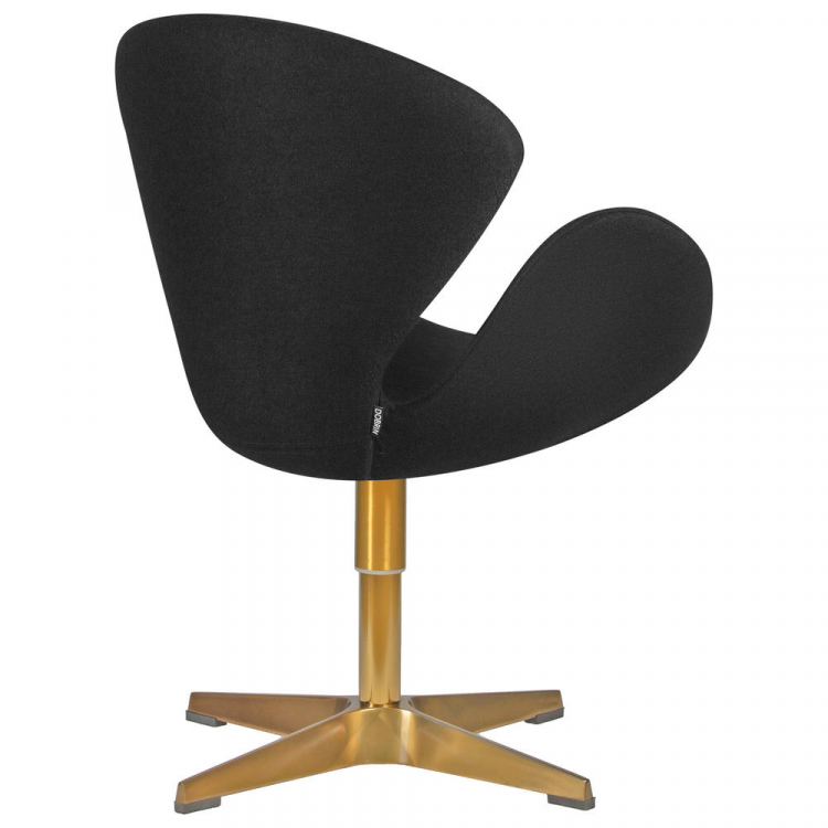 Кресло дизайнерское  SWAN, черная ткань AF9, золотое основание