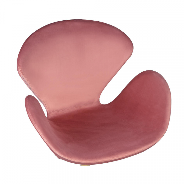 Кресло дизайнерское  SWAN, розовый велюр BLUVEL52, золотое основание