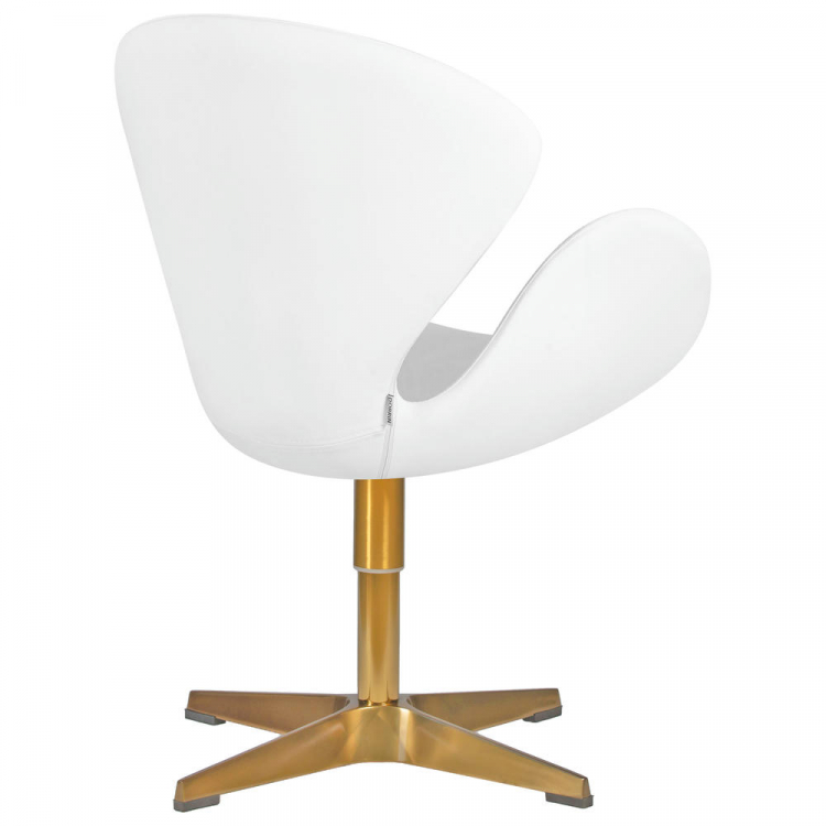 Кресло дизайнерское  SWAN, белый кожзам P23, золотое основание