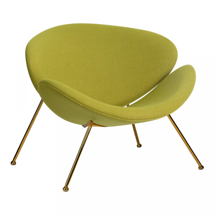Кресло дизайнерское  EMILY, светло-зеленая ткань AF3, золотое основание
