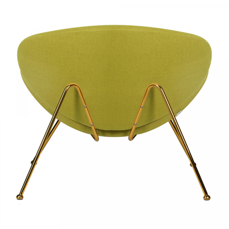 Кресло дизайнерское  EMILY, светло-зеленая ткань AF3, золотое основание