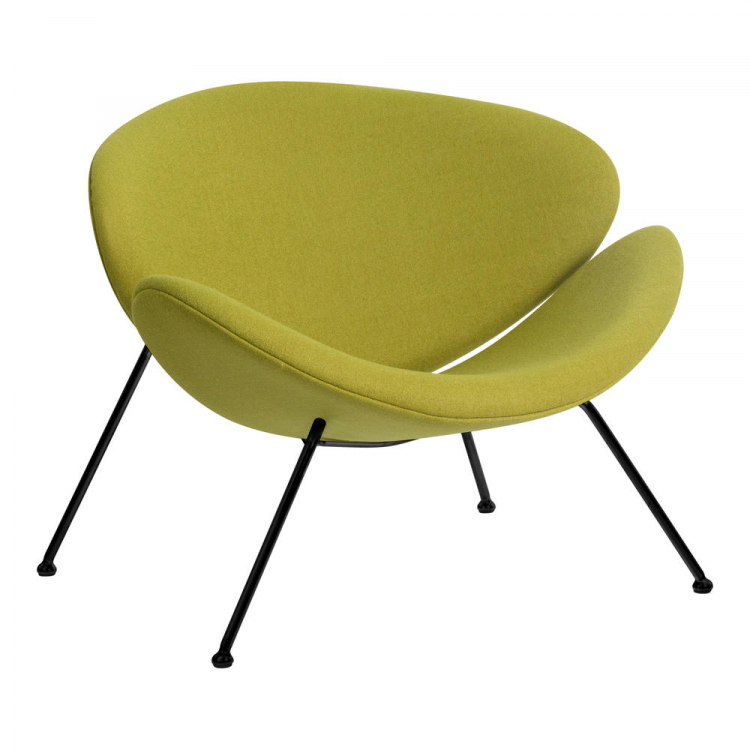 Кресло дизайнерское  EMILY, светло-зеленая ткань AF3, черное основание