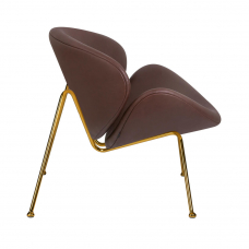 Кресло дизайнерское  EMILY, коричневый винил YP5, золотое основание