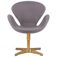 Кресло дизайнерское  SWAN, серая ткань IF11, золотое основание