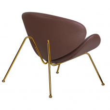 Кресло дизайнерское  EMILY, коричневый винил YP5, золотое основание